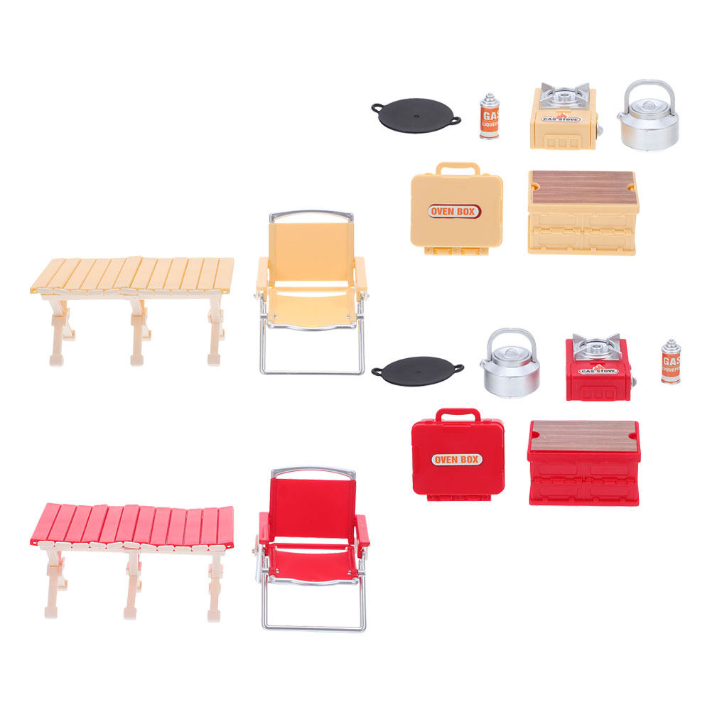 Kids Outdoor Table And Chair Set - ชุดโต๊ะปิกนิกพร้อมเก้าอี้พับขนาดเล็ก 2 ชุด พร้อมเตาแก๊ส สำหรับบ้านตุ๊กตา ชุดแคมป์ปิ้งสำหรับการเล่นกลางแจ้งที่สร้างสรรค์