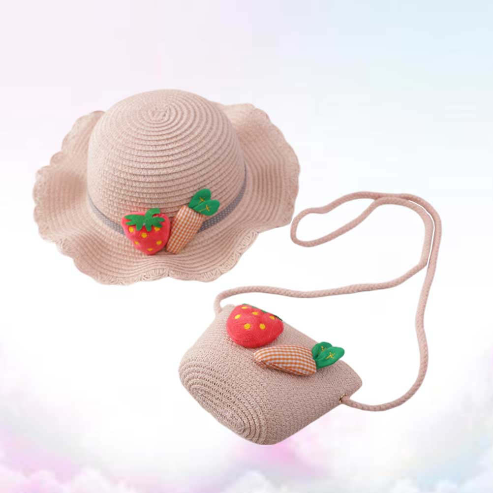 Kids Outdoor Hat - ชุดหมวกปีกกว้างกันแดดสำหรับเด็ก สีชมพู ขนาด 54 ซม. พร้อมกระเป๋าสะพายข้าง