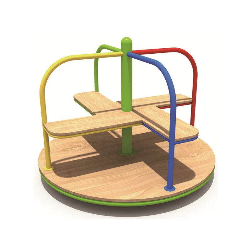 Kids Outdoor Merry Go Round - ม้าหมุนไม้สนามเด็กเล่นกลางแจ้ง ของเล่นนุ่มนวลสำหรับเด็ก สวนสนุก