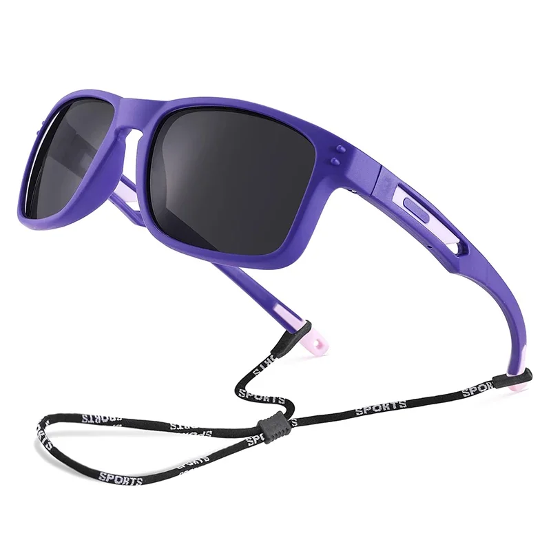 Kids Outdoor Frame - กลางแจ้งเด็กใหม่แว่นกันแดดโพลาไรซ์ที่มีความยืดหยุ่นกรอบสี่เหลี่ยมกีฬาชายหญิงอาทิตย์แก้วที่มีสายรัดอายุ 3-12