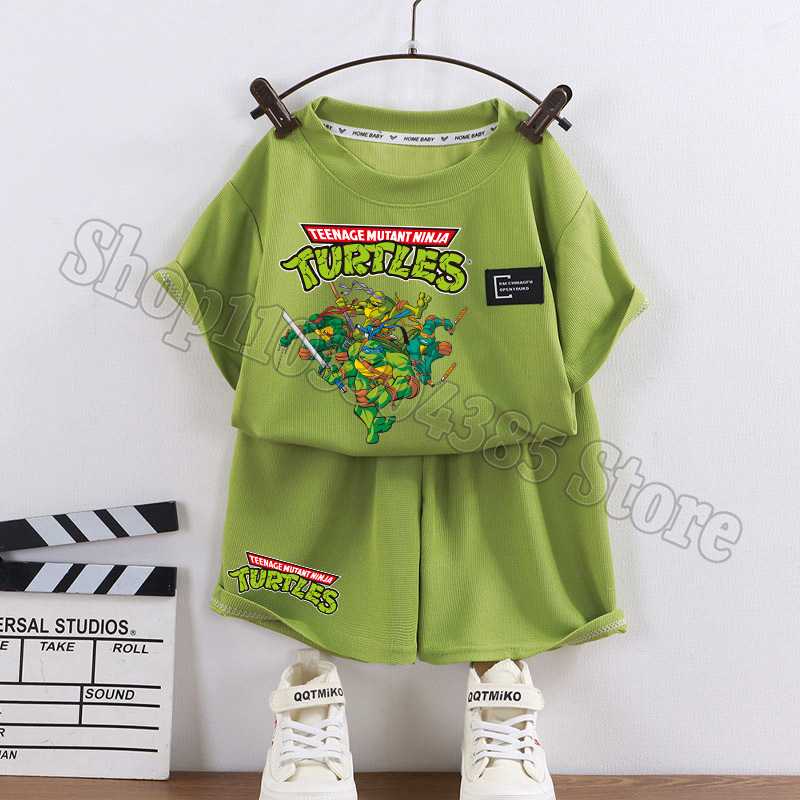 Kids Outdoor Ninja Set - เต่านินจาวัยรุ่นชุดเสื้อยืดกางเกงขาสั้นเด็กอะนิเมะเสื้อกางเกงเด็กฤดูร้อนกีฬากลางแจ้งเสื้อกางเกงเด็กชายเสื้อผ้า