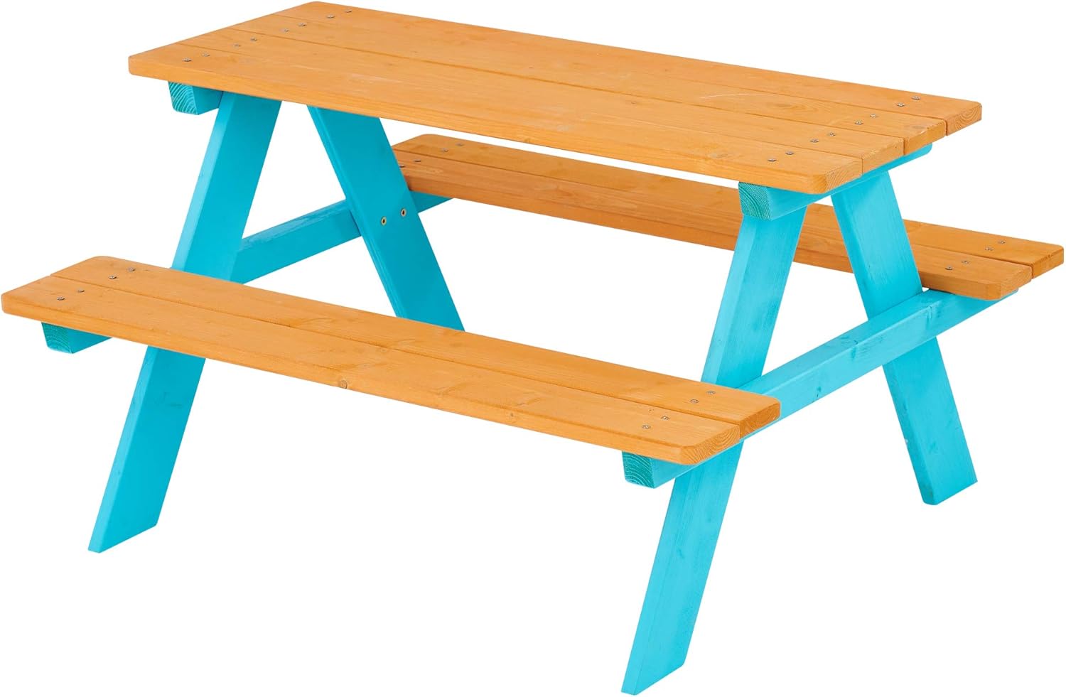 Kids Outdoor Table And Chair Set - ชุดโต๊ะปิกนิกและเก้าอี้ไม้สำหรับเด็ก Z-CREAT สีน้ำตาล-เขียว สำหรับเล่นและเรียนรู้
