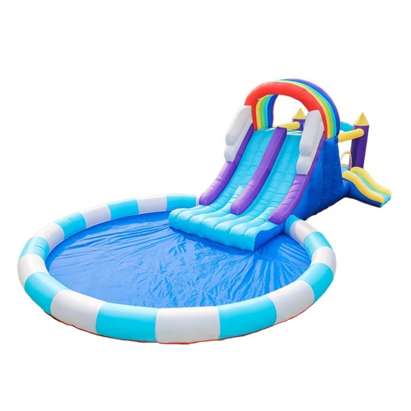 Kids Outdoor Water - สไลเดอร์น้ำเป่าลมยักษ์สีรุ้งสำหรับเด็ก ทำจาก PVC ใช้ได้ทั้งในร่มและกลางแจ้ง สำหรับใช้ในบ้าน โรงเรียน