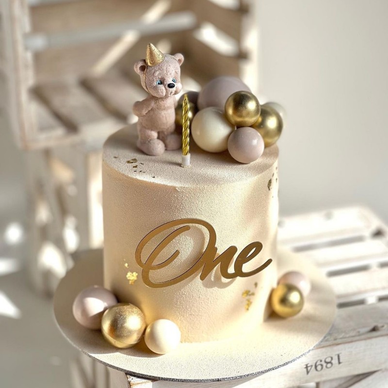 Kids Outdoor Merry Go Round - อะคริลิคทองตัวอักษรหนึ่งเค้ก Topper เด็ก 1st วันเกิดเค้กตกแต่ง Happy