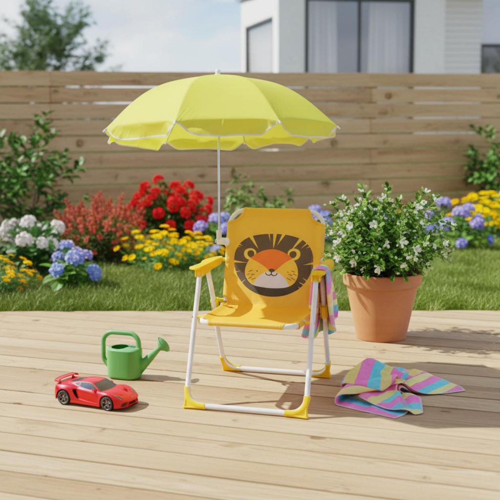 Kids Outdoor Umbrella Chair - เก้าอี้ชายหาดสำหรับเด็กพร้อมร่ม ดีไซน์พับได้ เก้าอี้สนามสำหรับเด็กเล็กพร้อมหลังคา น้ำหนักเบา สำหรับเด็กเล็ก ใช้สำหรับตั้งแคมป์กลางแจ้ง