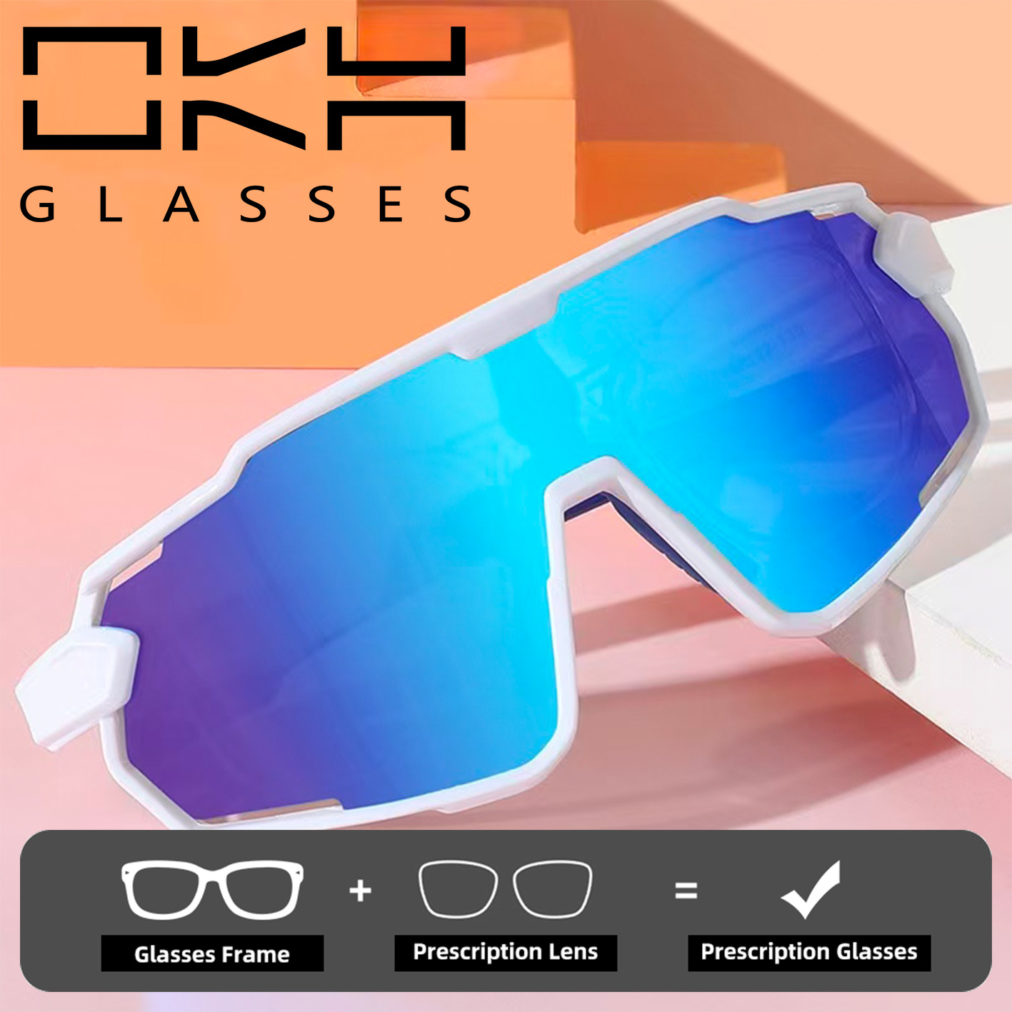 Kids Outdoor Frame - แว่นตาปั่นจักรยานสำหรับเด็กชายและเด็กหญิง OKH ป้องกันรังสียูวี 400 เลนส์ TAC