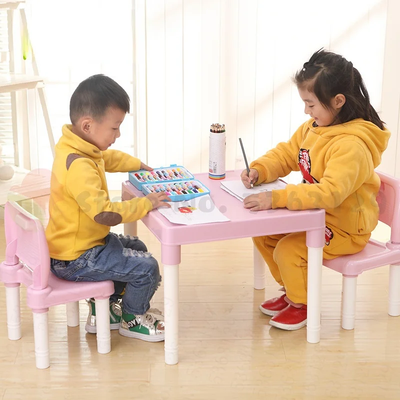 Kids Outdoor Table And Chair Set - ชุดโต๊ะและเก้าอี้พลาสติกสําหรับเด็กโต๊ะเรียนโต๊ะการเรียนรู้ที่บ้านการเขียนการบ้านรวมกัน