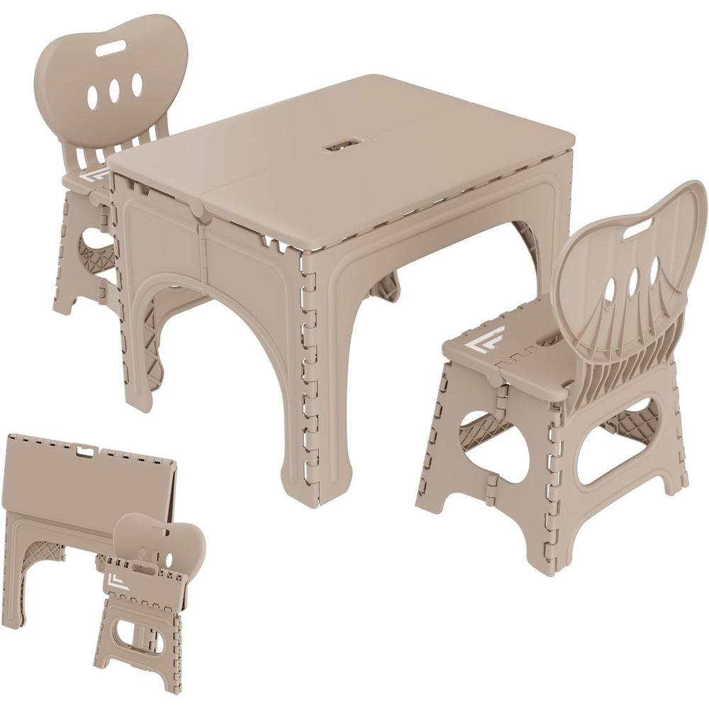 Kids Outdoor Table And Chair Set - ชุดโต๊ะและเก้าอี้พับสำหรับเด็ก, โต๊ะกิจกรรมแบบพับได้, โต๊ะปิกนิกแบบพกพา, เหมาะสำหรับใช้ในร่มและกลางแจ้ง, ทนทานและ
