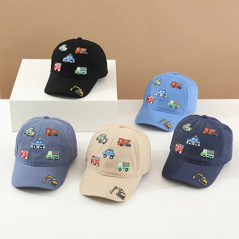 Kids Outdoor Hat - หมวกกีฬาเด็ก หมวกเบสบอลเด็กผู้ชาย ลายปักยานพาหนะ สำหรับฤดูร้อน ปี 2026