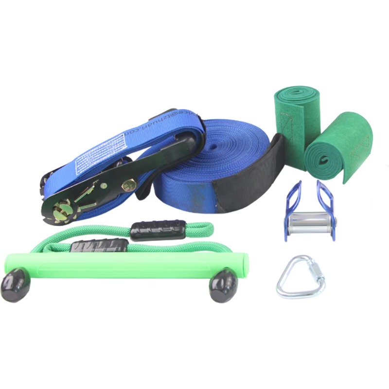 Kids Outdoor Ninja Set - สนามแข่งขันนินจาวอร์ริเออร์สำหรับเด็ก – ชุดสายสลักไลน์กันลื่นและสไลเดอร์สำหรับเล่นในร่มและกลางแจ้ง | สายฝึกซ้อมนินจาที่ทนทาน