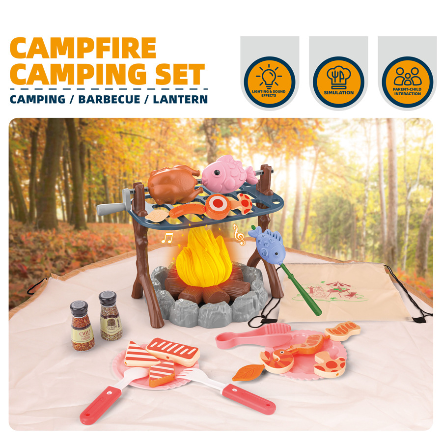 Kids Outdoor Explorer Set - ชุดเครื่องมือผจญภัยกลางแจ้งสำหรับเด็ก ของเล่นจำลองการตั้งแคมป์พร้อมเต็นท์และกองไฟ มีแสงและเสียง ของขวัญวันเกิดและวันหยุดสำหรับกิจกรรมกลางแจ้ง