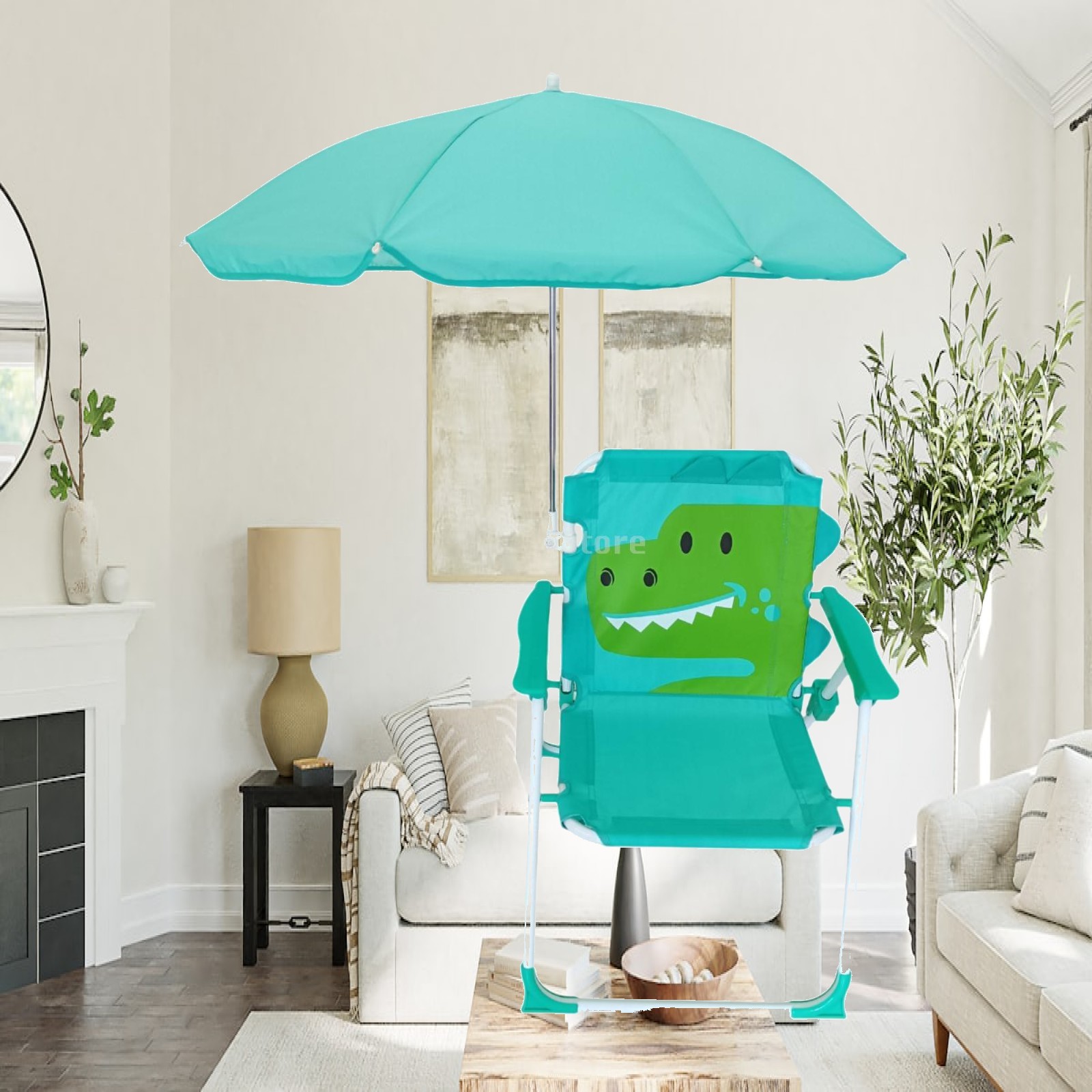 Kids Outdoor Umbrella Chair - เก้าอี้ชายหาดสำหรับเด็ก เต็นท์ เก้าอี้นั่งเด็กพร้อมร่ม พนักพิงแสนสนุก (13.78L x