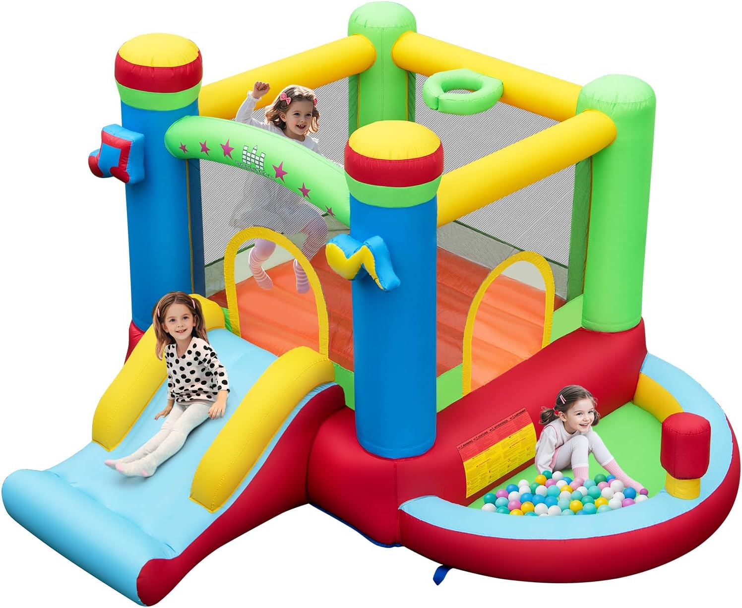 Kids Outdoor House - บ้านลมพร้อมบ่อบอล, บ้านลมสำหรับเด็กอายุ 3-12 ปี ใช้ได้ทั้งในร่มและกลางแจ้ง พร้อมพื้นที่กระโดดขนาดใหญ่,