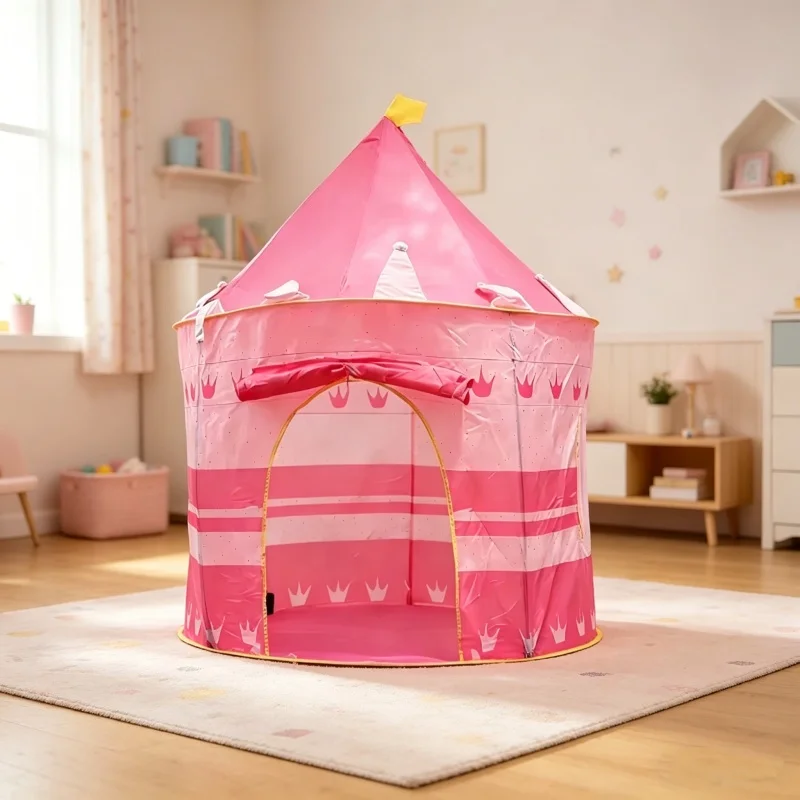Kids Outdoor House Accessories - เต็นท์บ้านเด็กพับได้ สำหรับเล่นหรือตั้งแคมป์ พกพาสะดวก สีชมพู สีฟ้า สำหรับเด็กเล็ก