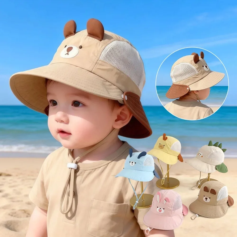 Kids Outdoor Hat - หมวกชาวประมงการ์ตูนน่ารักสำหรับเด็ก หมวกตาข่ายระบายอากาศสำหรับฤดูร้อน เหมาะสำหรับเด็กวัยหัดเดิน หมวกปานามาสำหรับกิจกรรมกลางแจ้ง