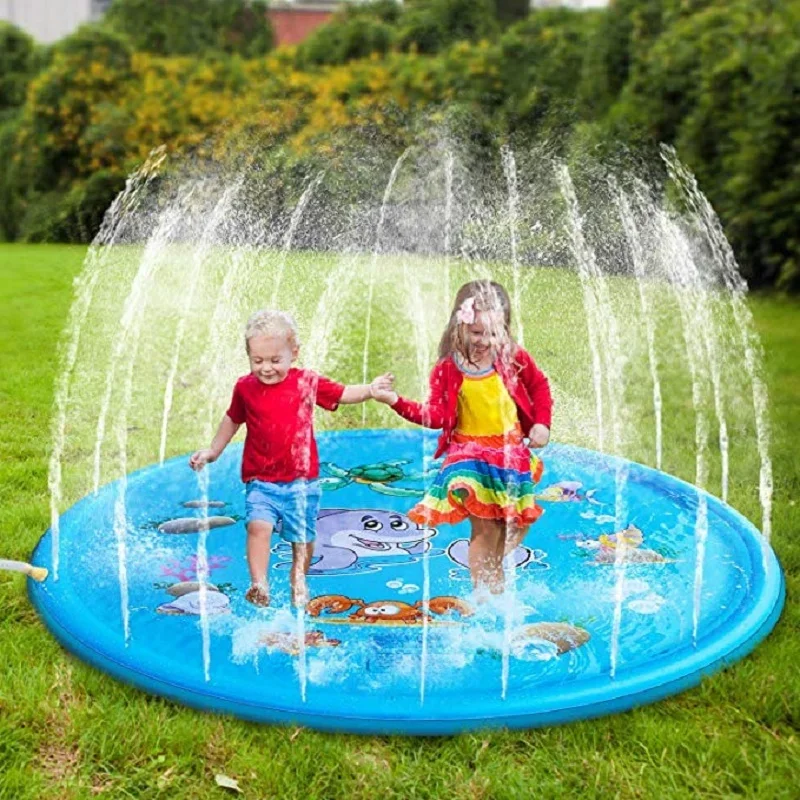 Kids Outdoor Water Sprinkler - สระน้ำเป่าลมสำหรับเด็ก 100/170 ซม. - แผ่นสเปรย์น้ำทรงกลมสำหรับเล่นกลางแจ้ง สนุกสนานในสวนสำหรับเด็กๆ