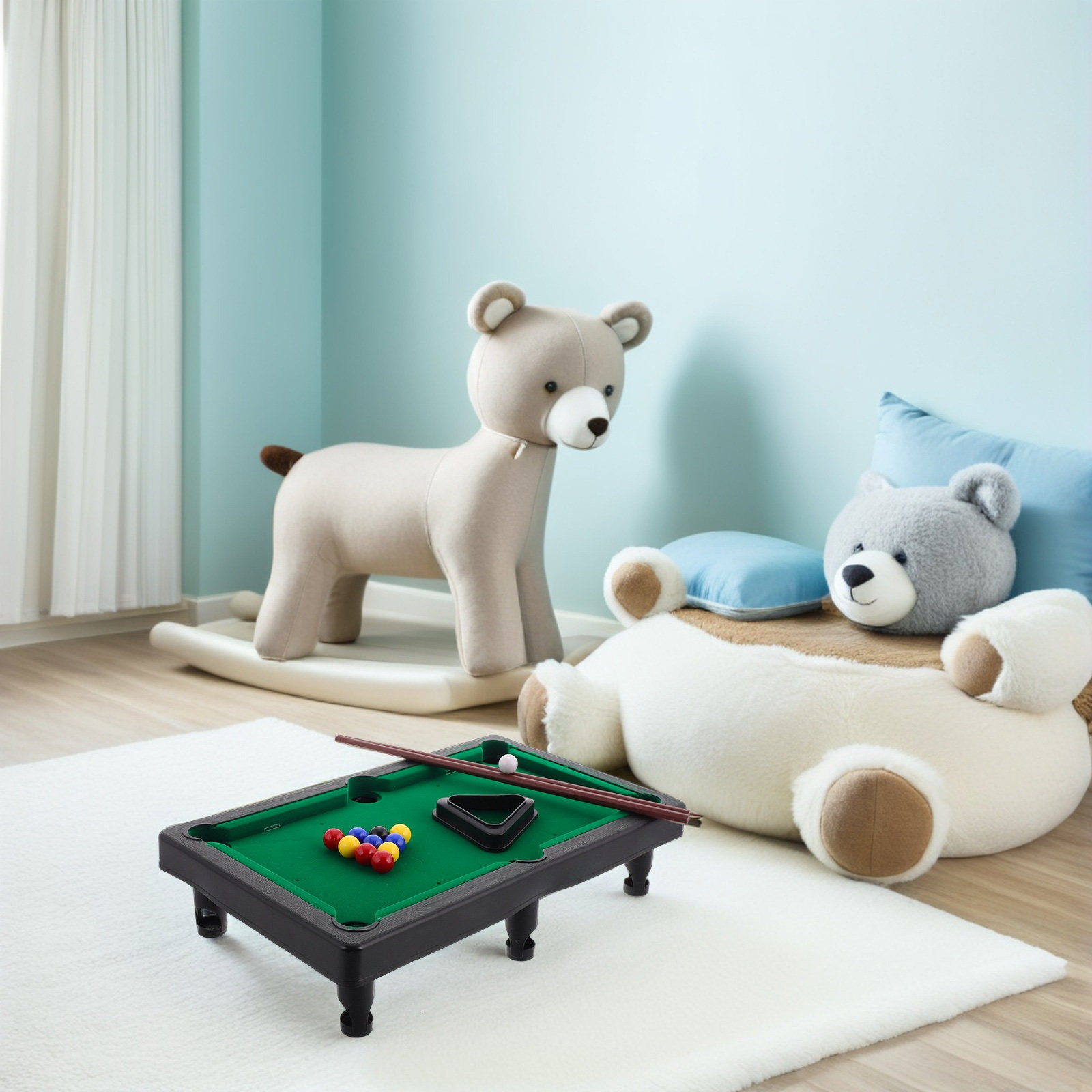 Kids Indoor Outdoor Games - ชุดโต๊ะพูลขนาดเล็กสำหรับเด็ก แข็งแรง ทนทาน สีสันสดใส ขนาดกะทัดรัด เหมาะสำหรับเล่นในร่มและกลางแจ้ง
