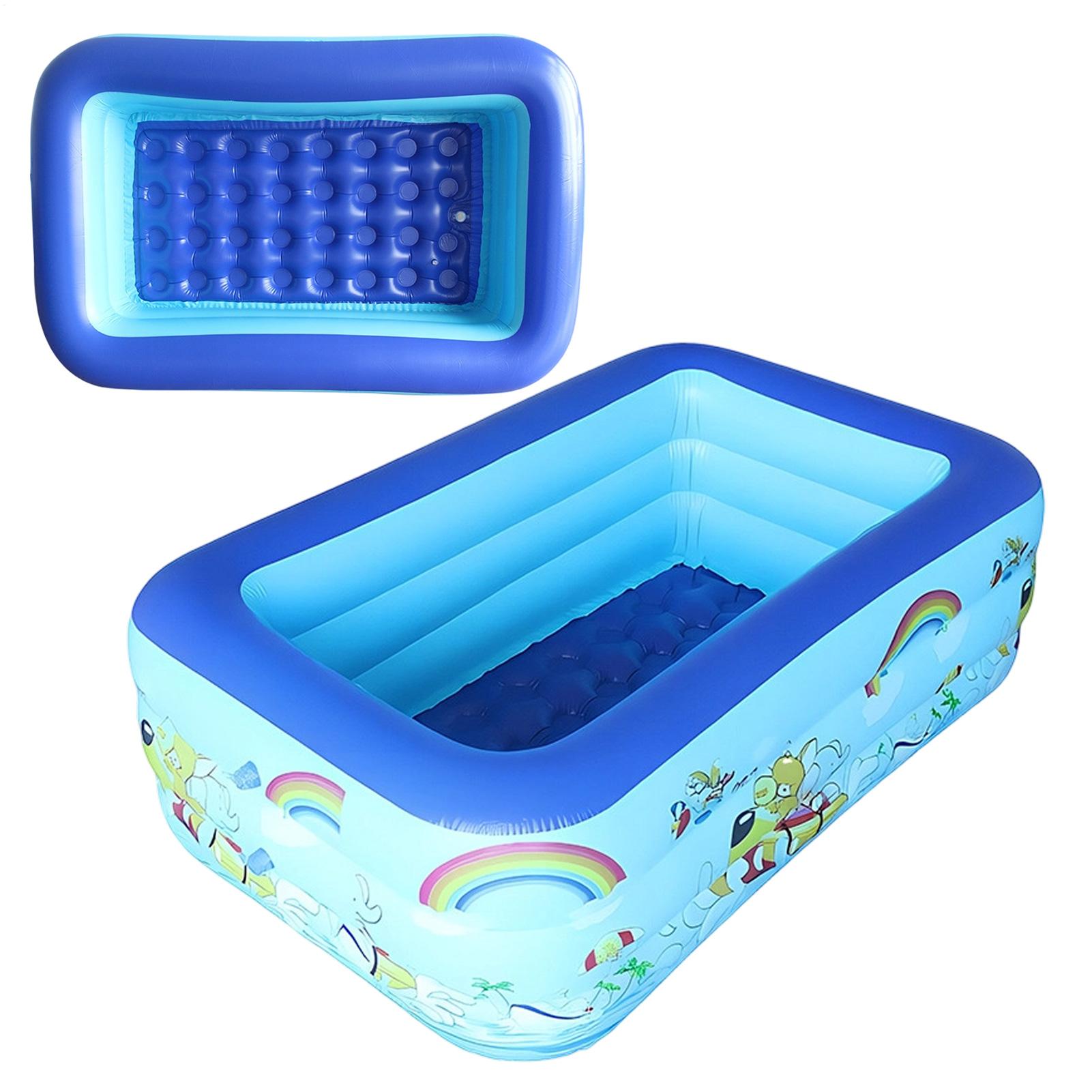 Kids Outdoor Frame - สระว่ายน้ำเป่าลมขนาดใหญ่ สระว่ายน้ำสำหรับครอบครัว PVC หนา รูปทรงสี่เหลี่ยมผืนผ้า สระว่ายน้ำเด็ก
