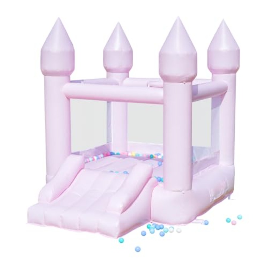 Kids Outdoor House - บ้านลม PVC สำหรับเด็กอายุ 3-6 ปี พร้อมสไลเดอร์และเครื่องเป่าลม,