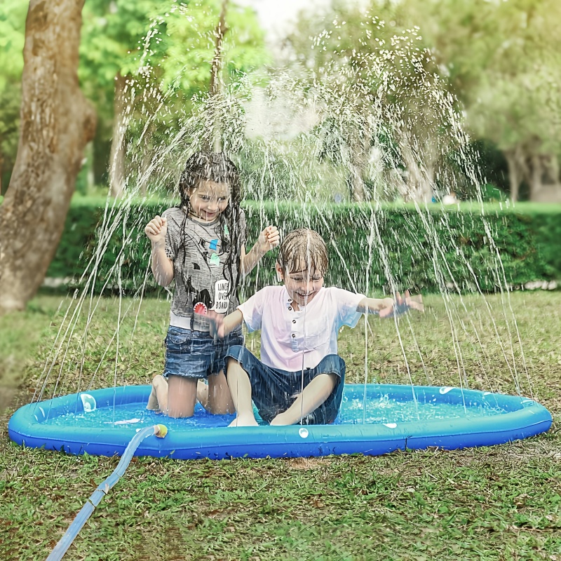Kids Outdoor Water Sprinkler - แผ่นพ่นน้ำสำหรับเด็กเล่น ขนาด 100 ซม. แผ่นพ่นน้ำเป่าลมสำหรับชายหาด ของเล่นกลางแจ้ง