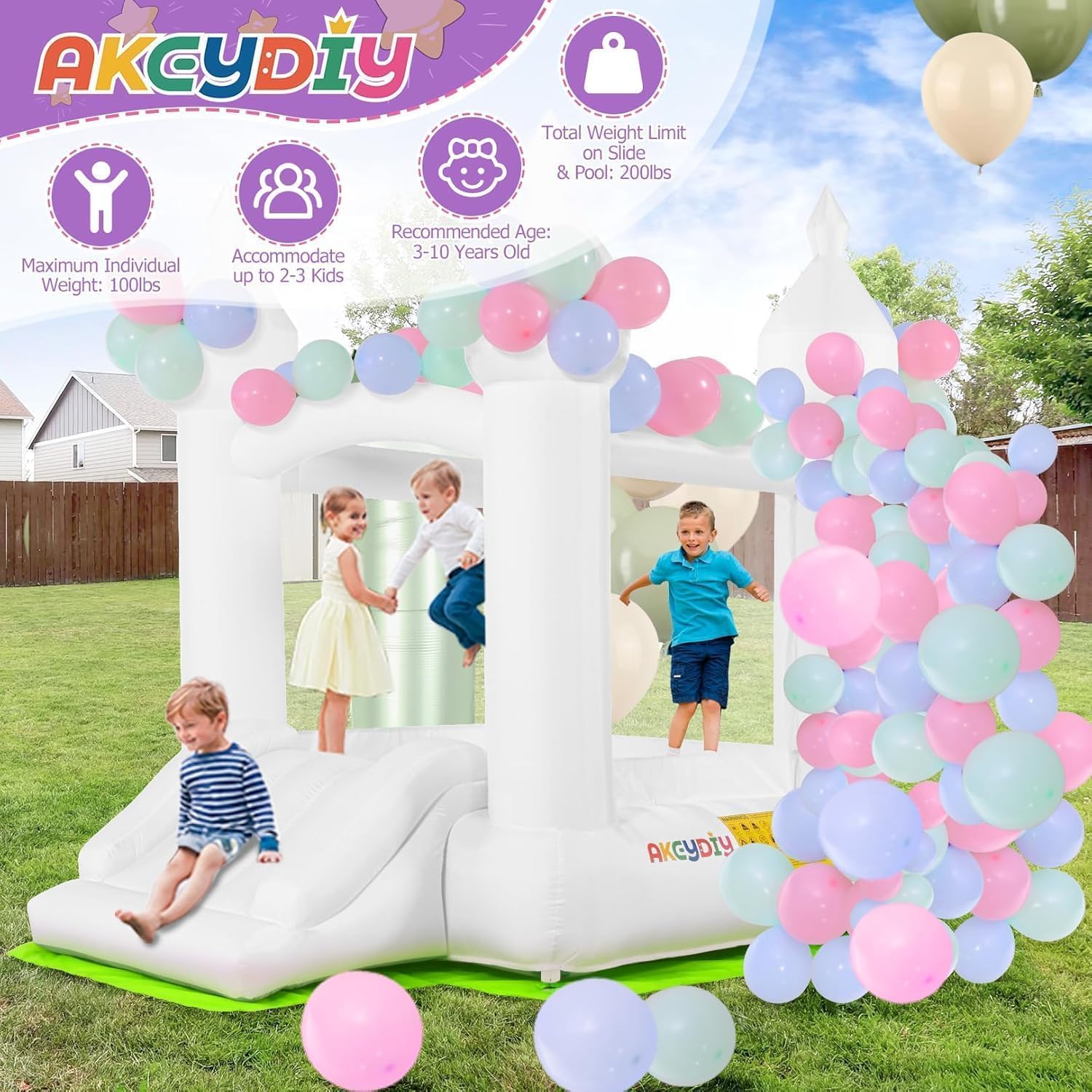 บ้านลมสีขาวสำหรับเด็กอายุ 3-8  - Kids Outdoor House บทวิจารณ์และราคา