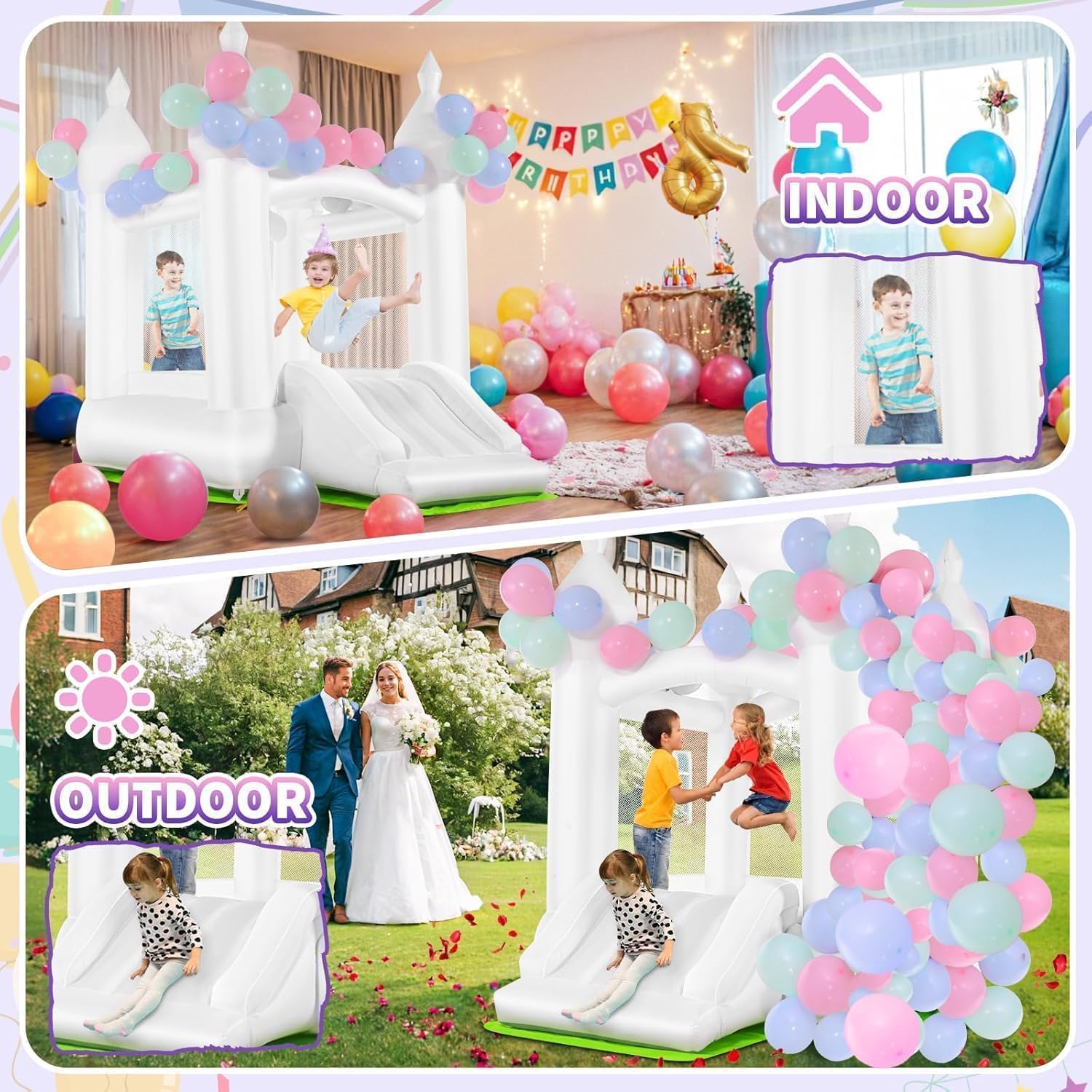 บ้านลมสีขาวสำหรับเด็กอายุ 3-8  - Kids Outdoor House บทวิจารณ์และราคา