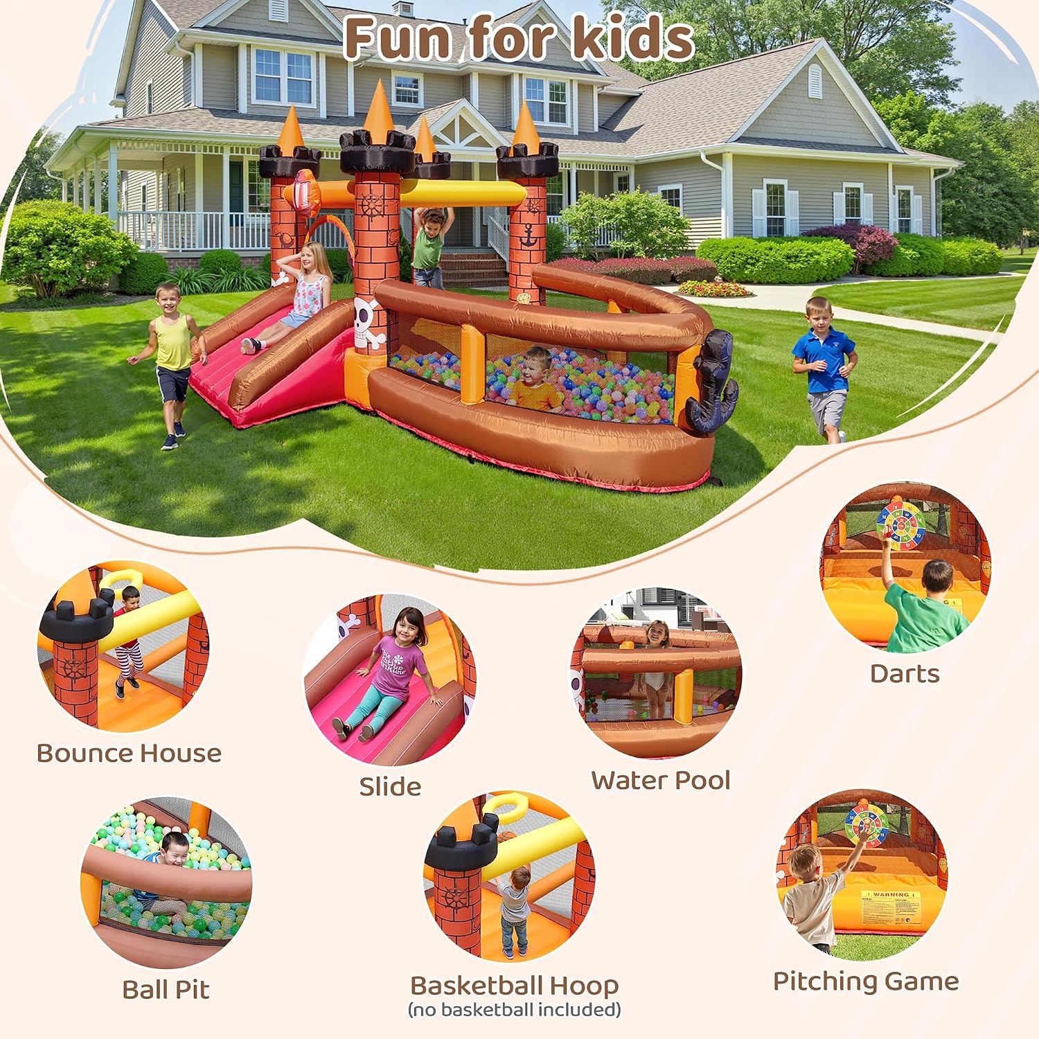 บ้านลมเป่าลมสำหรับเด็กอายุ 3-8 - Kids Outdoor House บทวิจารณ์และราคา