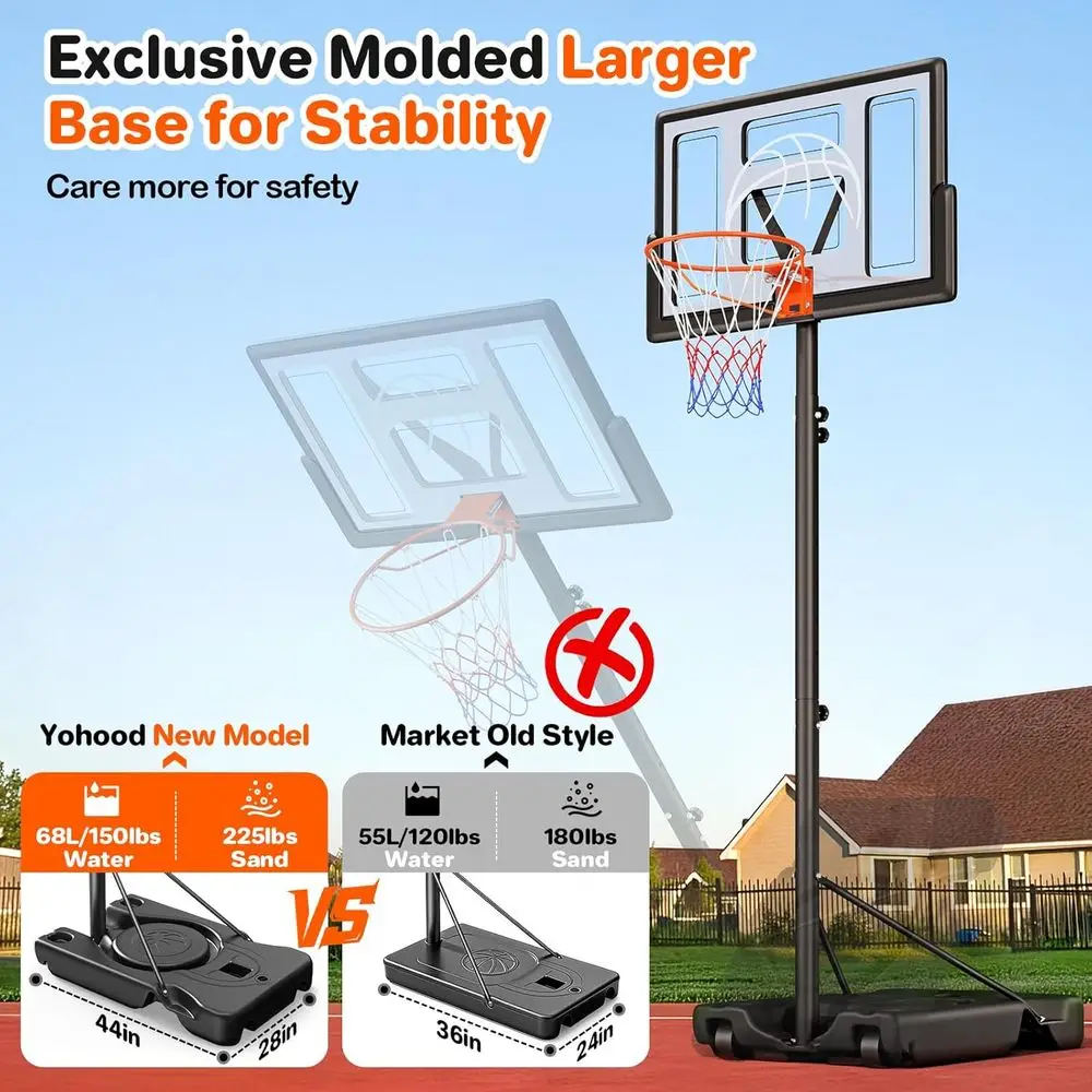 ระบบห่วงบาสเก็ตบอลแบบพกพาปรับร - Basketball Hoop Outdoor บทวิจารณ์และราคา