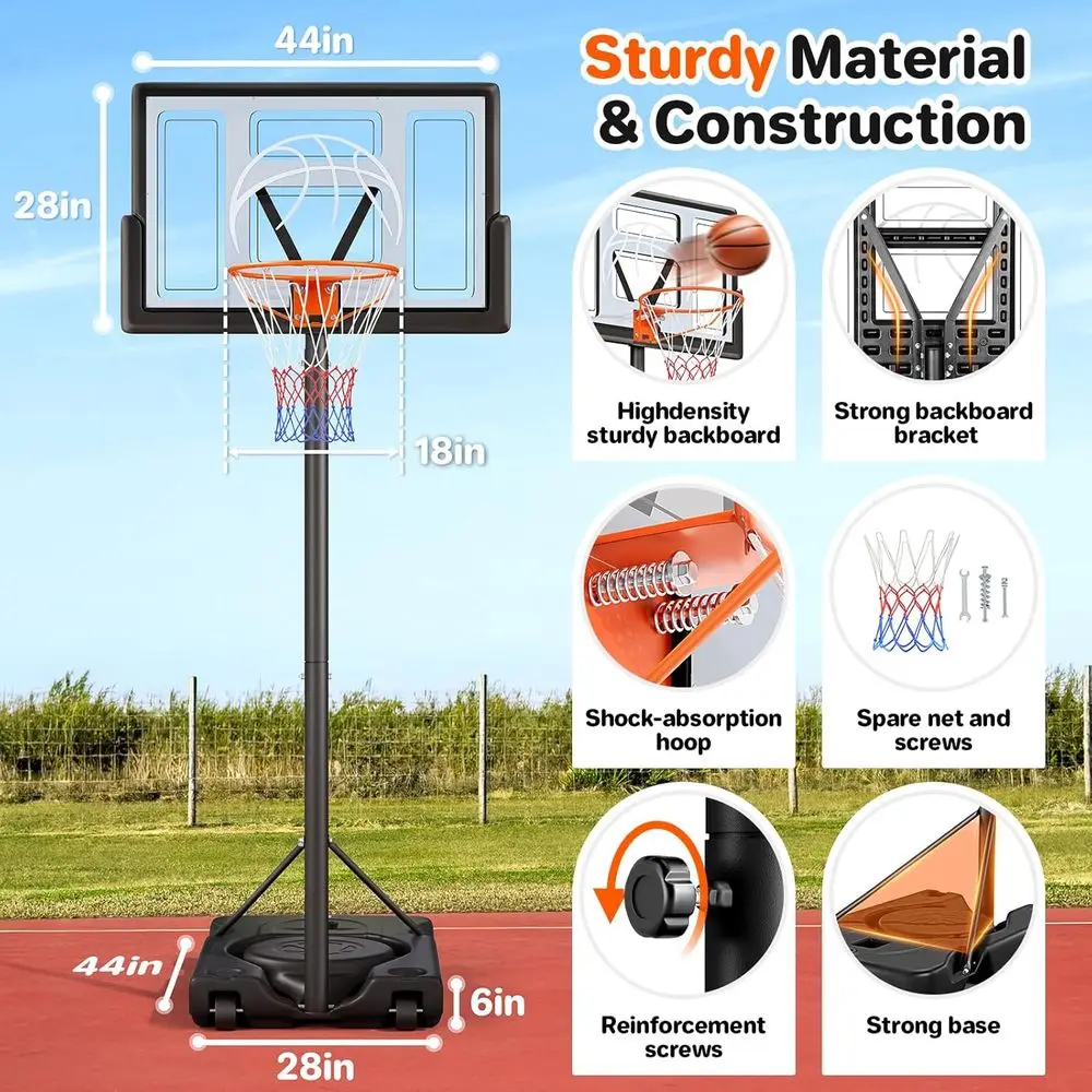 ระบบห่วงบาสเก็ตบอลแบบพกพาปรับร - Basketball Hoop Outdoor บทวิจารณ์และราคา