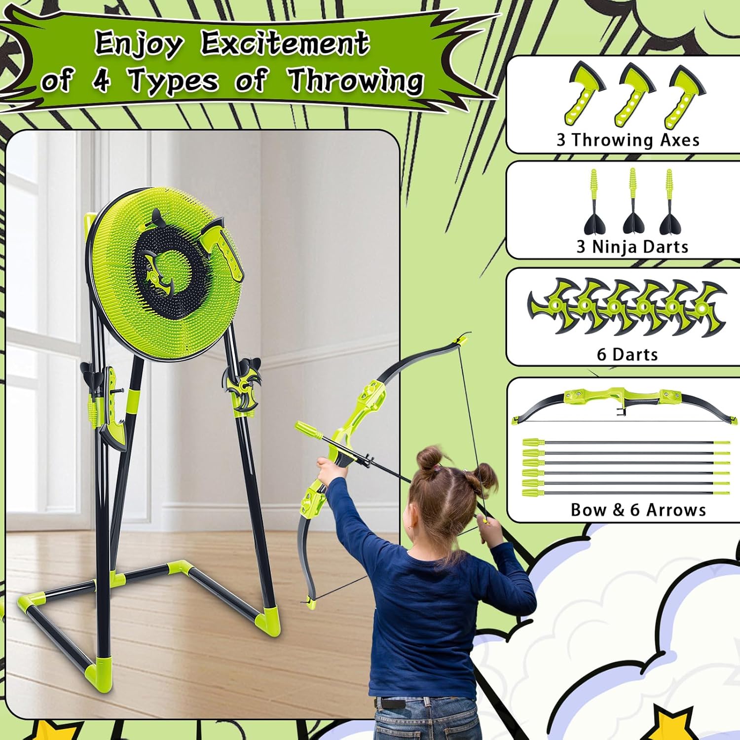 ชุดเป้าหมายการขว้างขวาน 4 ใน 1 - Kids Outdoor Ninja Set บทวิจารณ์และราคา