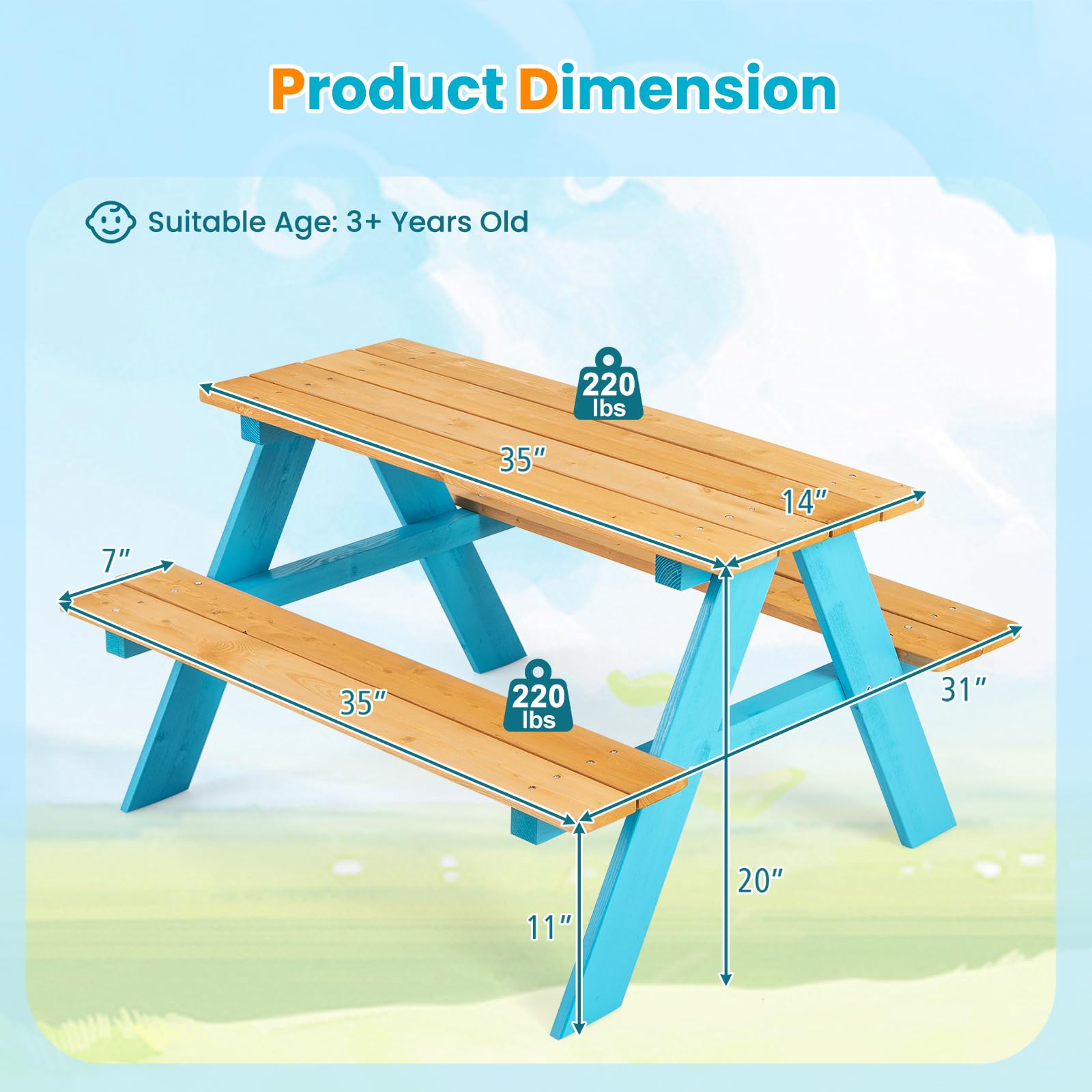 ชุดโต๊ะปิกนิกและเก้าอี้ไม้สำหร - Kids Outdoor Table And Chair Set บทวิจารณ์และราคา