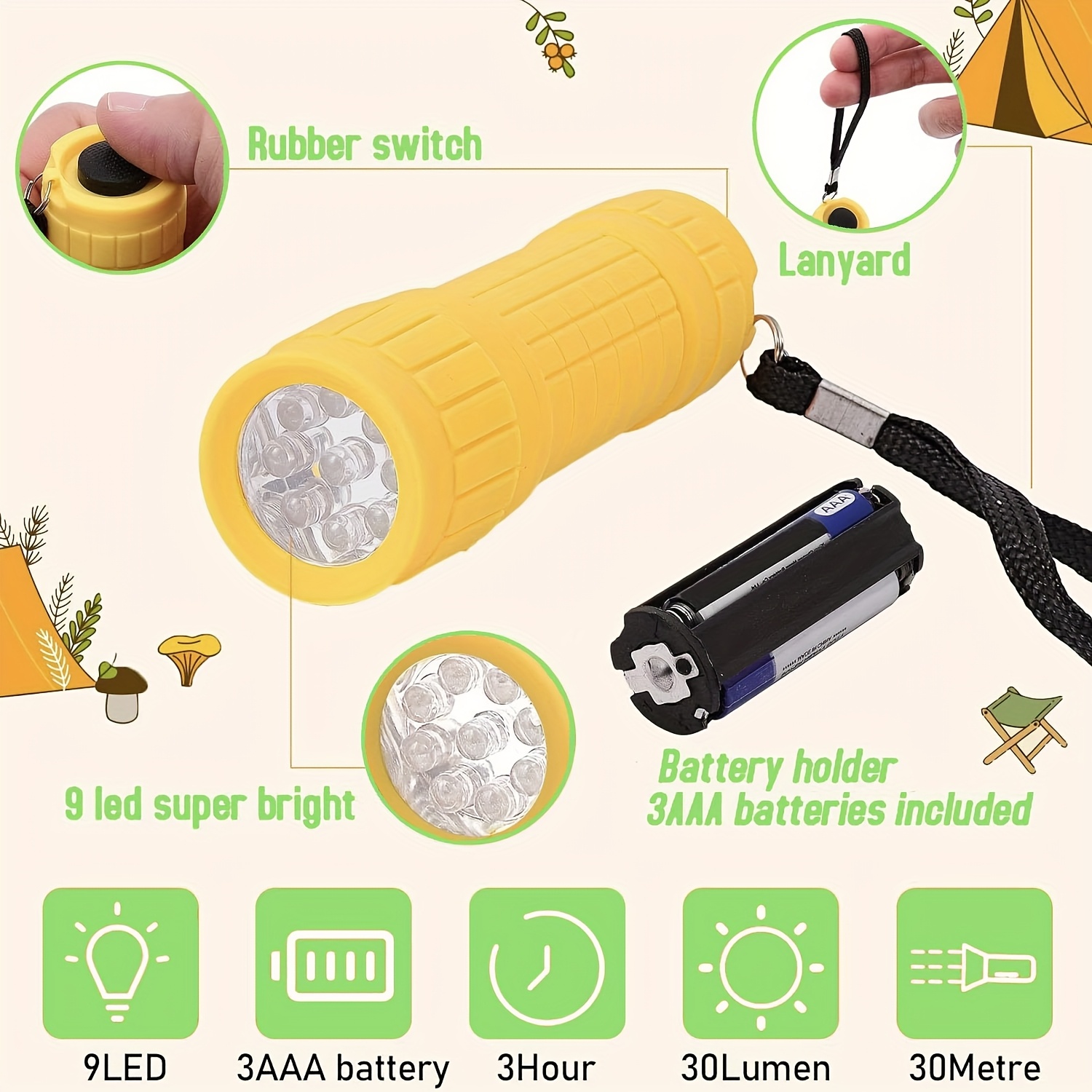 ไฟฉายพกพาขนาดเล็ก 9 XPE หลอดไฟ - Outdoor Kid บทวิจารณ์และราคา