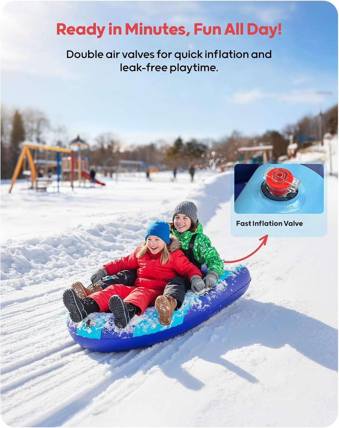 QPAU รถเลื่อนหิมะพีวีซีแบบเป่า - Outdoor Kid บทวิจารณ์และราคา