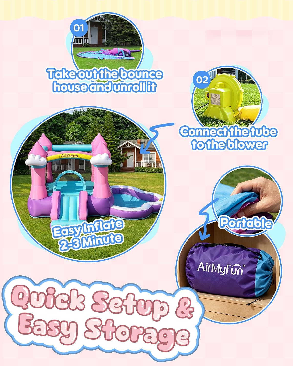 บ้านลมสีชมพูสำหรับเด็กอายุ 3-8 - Kids Outdoor House บทวิจารณ์และราคา