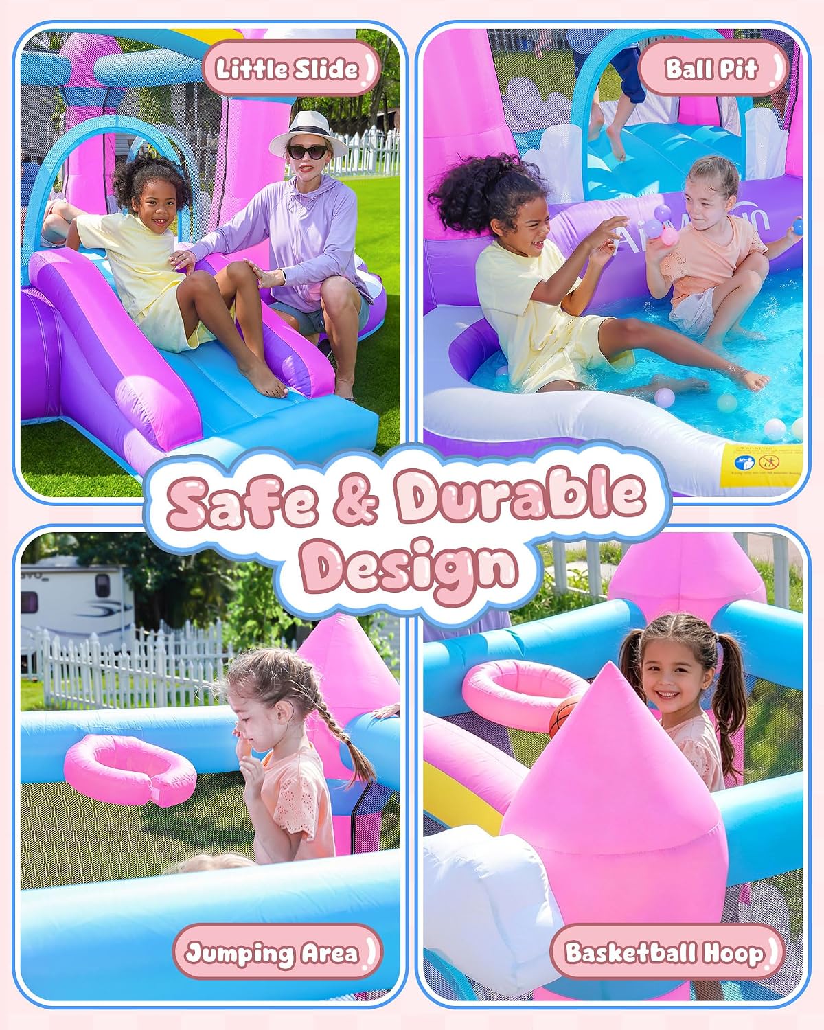 บ้านลมสีชมพูสำหรับเด็กอายุ 3-8 - Kids Outdoor House บทวิจารณ์และราคา
