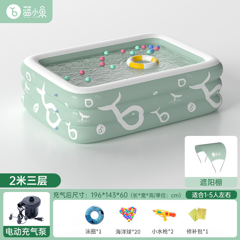 สระว่ายน้ำเป่าลมแบบหนาพร้อมสไล - Kids Indoor Outdoor Games บทวิจารณ์และราคา