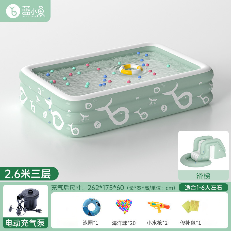 สระว่ายน้ำเป่าลมแบบหนาพร้อมสไล - Kids Indoor Outdoor Games บทวิจารณ์และราคา