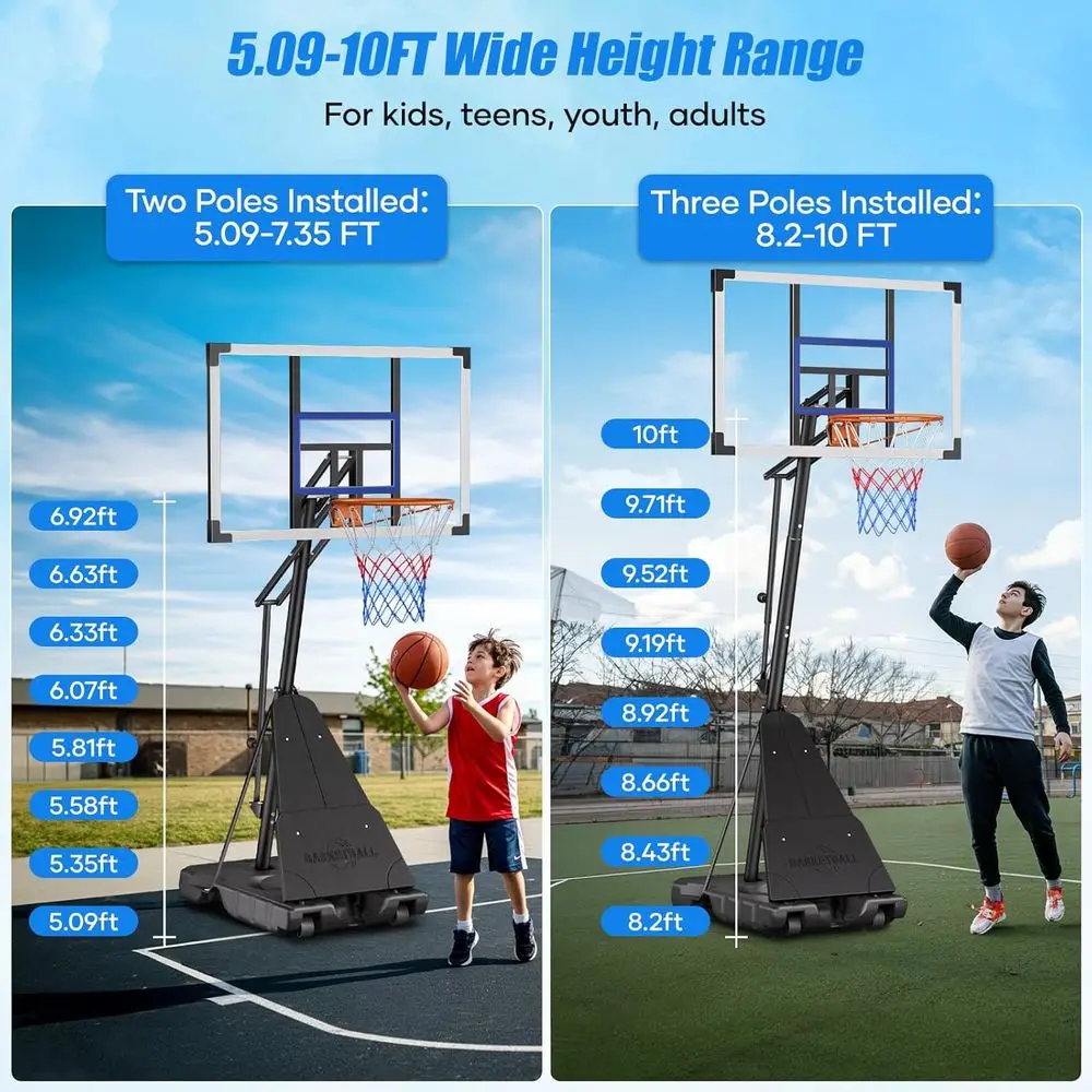 ห่วงบาสเก็ตบอลแบบพกพา 44 นิ้ว  - Basketball Hoop Outdoor บทวิจารณ์และราคา
