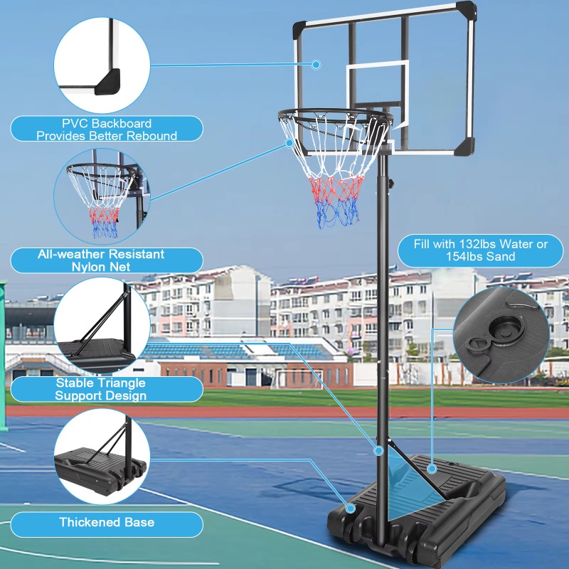 ระบบห่วงบาสเก็ตบอลแบบพกพา ปรับ - Basketball Hoop Outdoor บทวิจารณ์และราคา