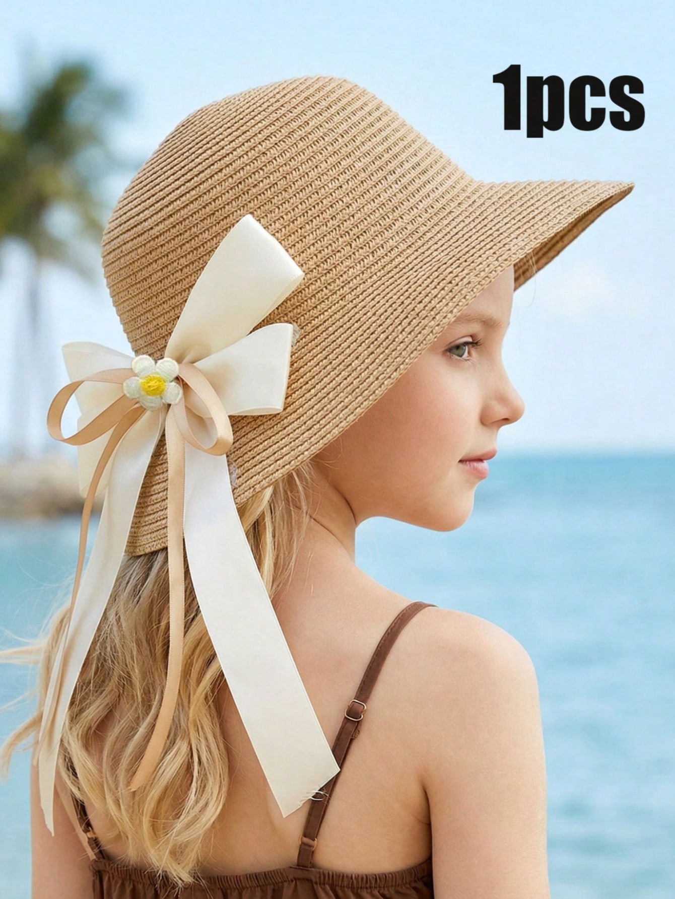 หมวกฟางสานลายโบว์สีกาแฟสำหรับเ - Kids Outdoor Hat บทวิจารณ์และราคา